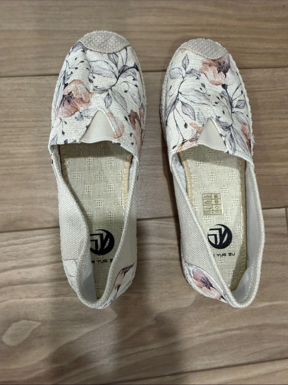 Floral Canvas Slip-On Espadrilles in Cream and Blush